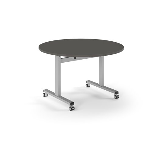 Pro Flip Circular Table 1200 Dia, Silver, Onyx Grey Top