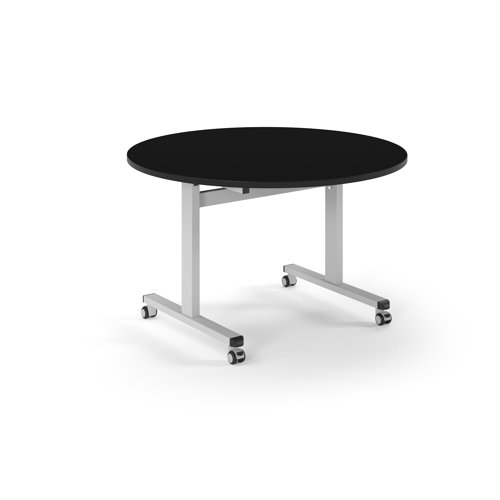 Pro Flip Circular Table 1200 Dia, White, Black Top