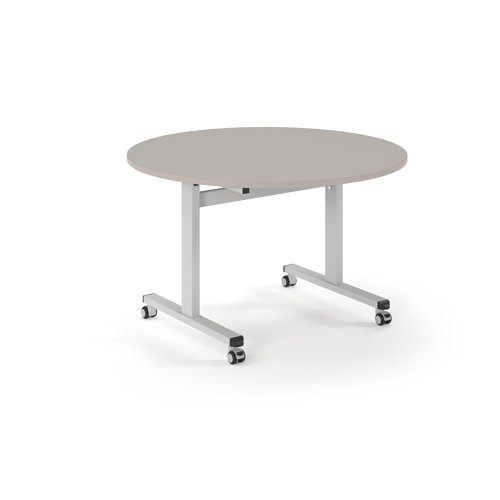 Pro Flip Circular Table 1200 Dia, White, Light Grey Top