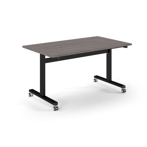 Pro Flip Rectangular Table 1400 x 800, Black Frame, Grey Oak Top