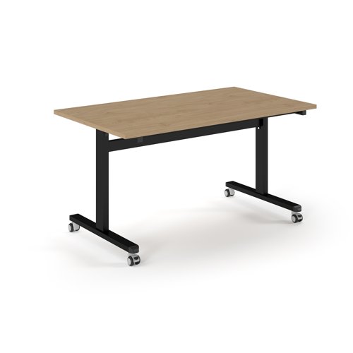 Pro Flip Rectangular Table 1400 x 800, Black Frame, Kendal Oak Top