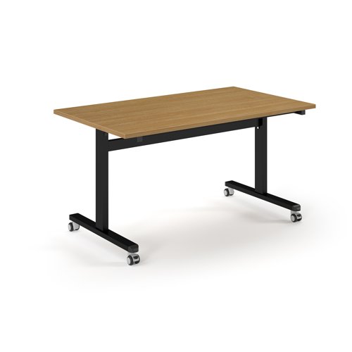 Pro Flip Rectangular Table 1400 x 800, Black Frame, Oak Top