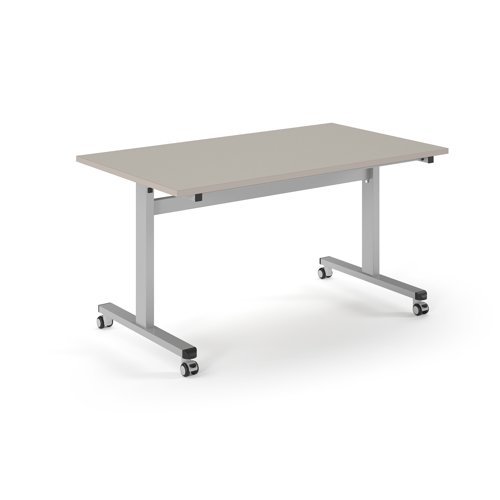 Pro Flip Rectangular Table 1400 x 800, Silver Frame, Light Grey Top