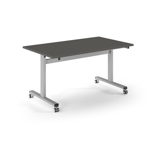 Pro Flip Rectangular Table 1400 x 800, Silver Frame, Onyx Grey Top