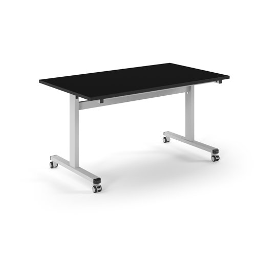 Pro Flip Rectangular Table 1400 x 800, White Frame, Black Top