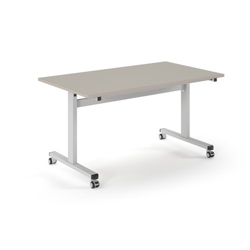 Pro Flip Rectangular Table 1400 x 800, White Frame, Light Grey Top