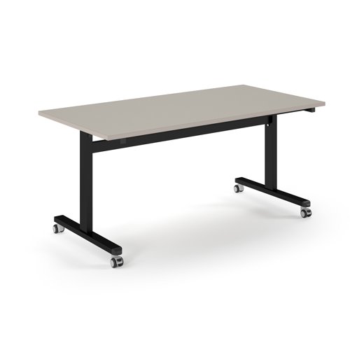 Pro Flip Rectangular Table 1600 x 800, Black Frame, Light Grey Top