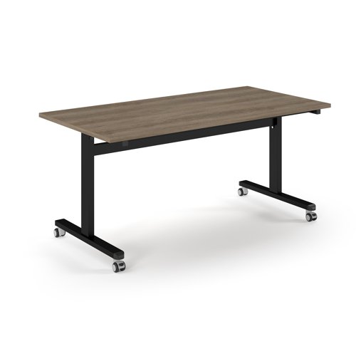 Pro Flip Rectangular Table 1600 x 800, Black Frame, Nebraska Oak Top