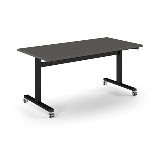 Pro Flip Rectangular Table 1600 x 800, Black Frame, Onyx Grey Top
