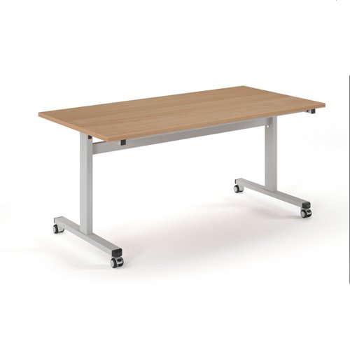 Pro flip table 1600x 800 silver frame - beech top