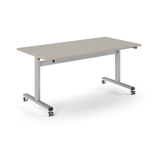 Pro Flip Rectangular Table 1600 x 800, Silver Frame, Light Grey Top