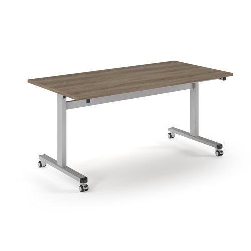 Pro Flip Rectangular Table 1600 x 800, Silver Frame, Nebraska Oak Top