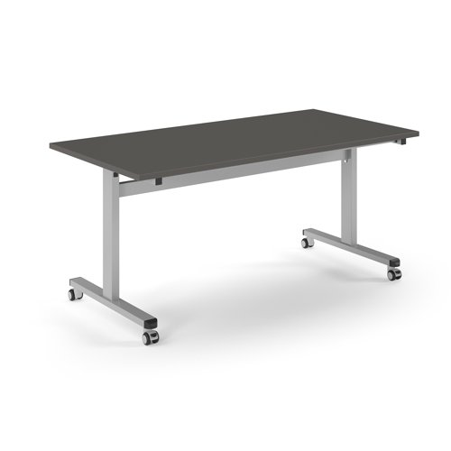 Pro Flip Rectangular Table 1600 x 800, Silver Frame, Onyx Grey Top