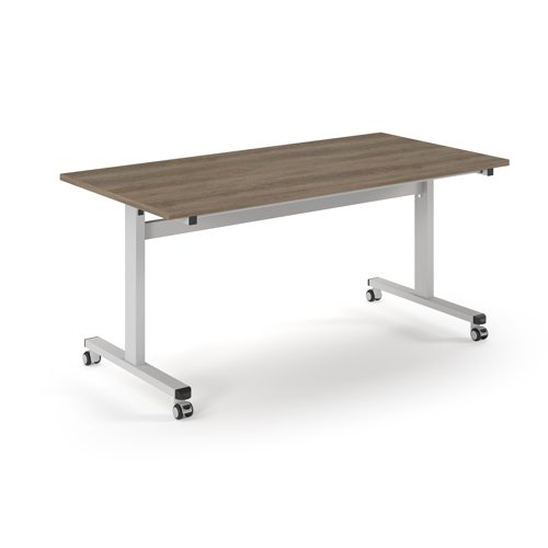 Pro Flip Rectangular Table 1600 x 800, White Frame, Nebraska Oak Top