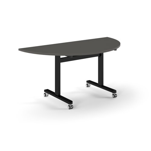 Pro Flip Semi-Circular Table 1600 x 800, Black, Onyx Grey Top