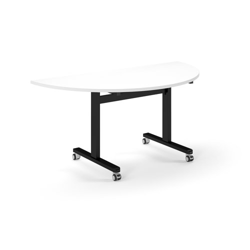 Pro Flip Semi-Circular Table 1600 x 800, Black, White Top