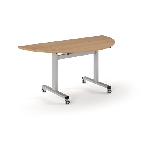 Pro Flip Semi-Circular Table 1600 x 800, Silver, Beech Top
