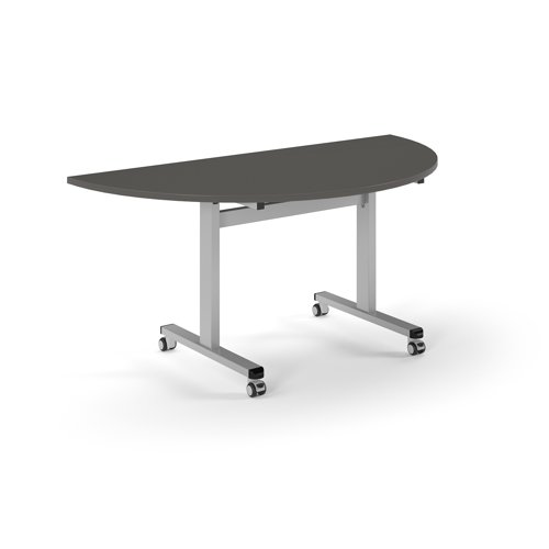 Pro Flip Semi-Circular Table 1600 x 800, Silver, Onyx Grey Top
