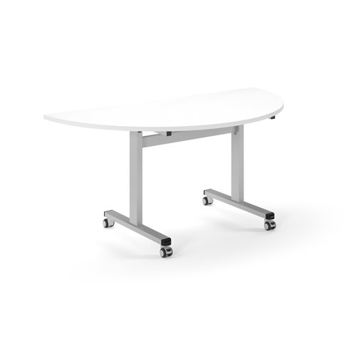 Pro Flip Semi-Circular Table 1600 x 800, Silver, White Top