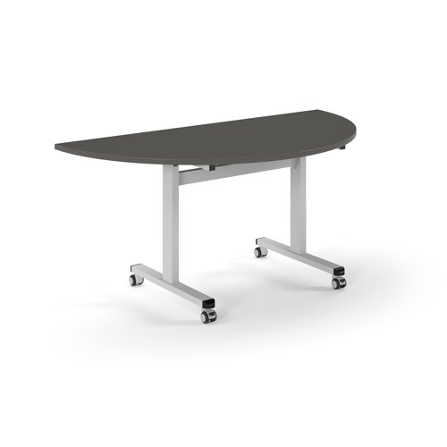 Pro Flip Semi-Circular Table 1600 x 800, White, Onyx Grey Top