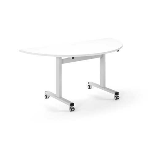 Pro Flip Semi-Circular Table 1600 x 800, White, White Top