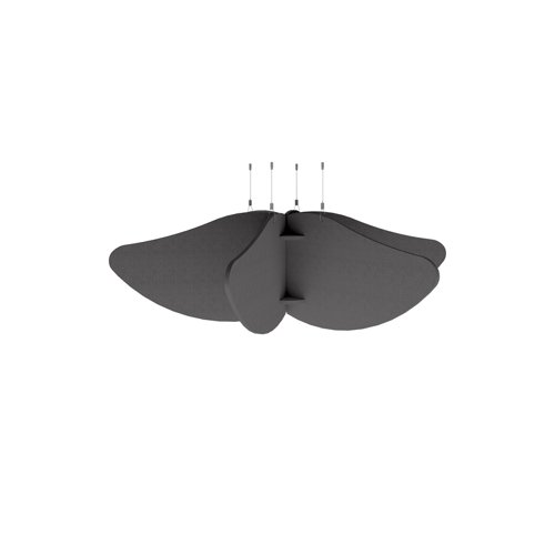 Piano Scales acoustic suspended ceiling raft in dark grey 1200 x 1200mm - Sun