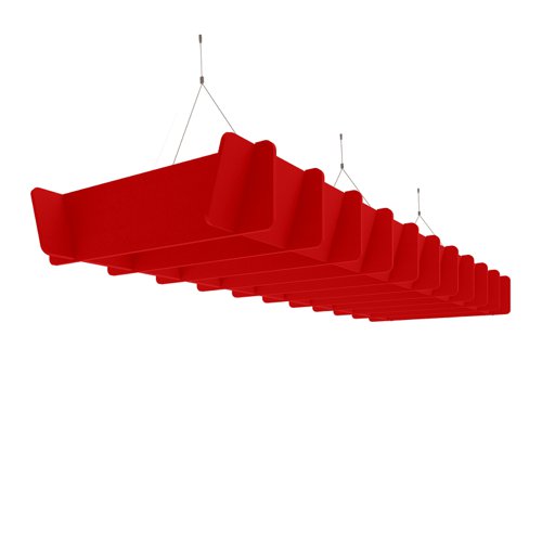 Piano Scales acoustic suspended ceiling raft in red 2400 x 800mm - Lattice