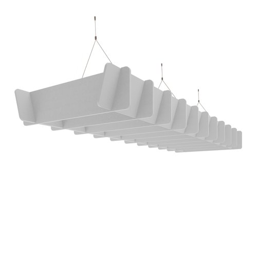 Piano Scales acoustic suspended ceiling raft in silver grey 2400 x 800mm - Lattice