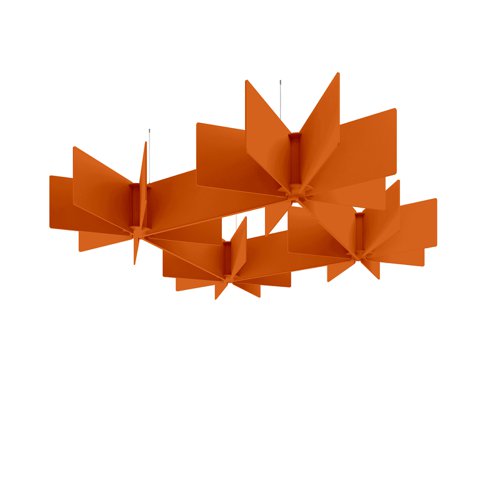 Piano Scales acoustic suspended ceiling raft in orange 1750 x 1750mm - Echo Grid