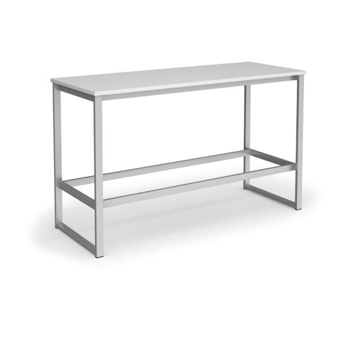 Otto Poseur benching solution dining table 1800mm wide - silver frame, white top