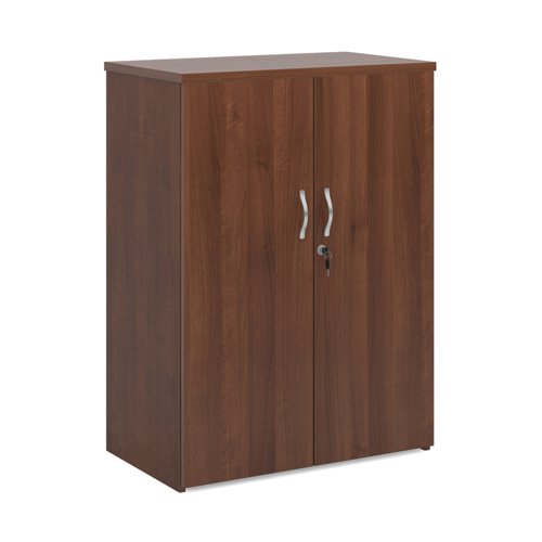 Universal double door cupboard 1090mm high with 2 shelves - walnut