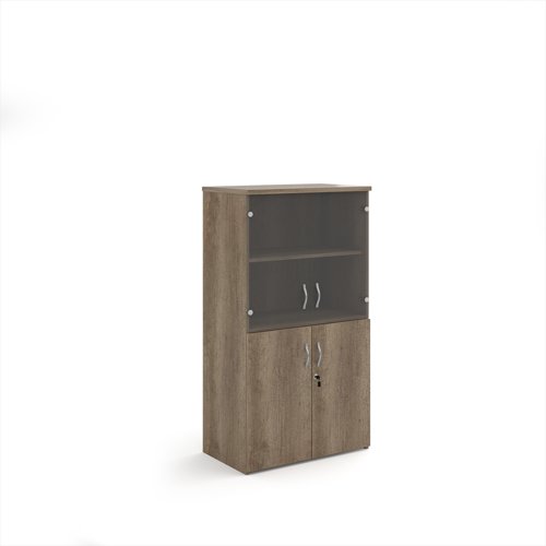 Universal combination unit with glass upper doors 1440mm high with 3 shelves - Nebraska Oak