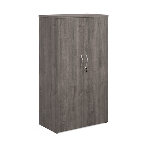 Universal double door cupboard 1440mm high with 3 shelves - grey oak R1440DGO Buy online at Office 5Star or contact us Tel 01594 810081 for assistance