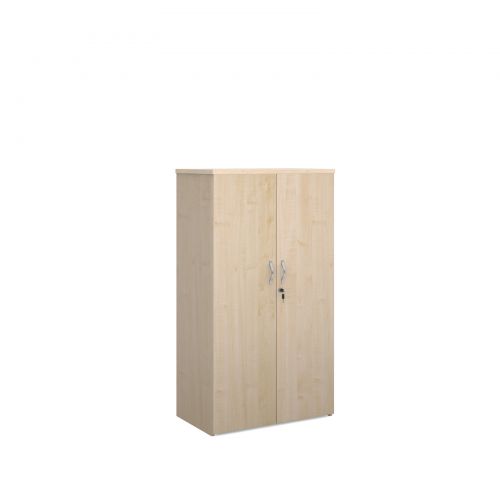 Universal double door cupboard 1440mm high with 3 shelves - maple