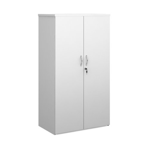 R1440DWH Universal double door cupboard 1440mm high with 3 shelves - white