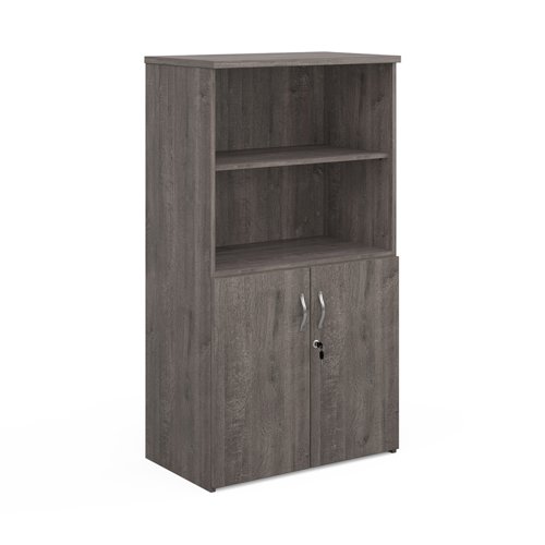 R1440OPGO Universal combination unit with open top 1440mm high with 3 shelves - grey oak