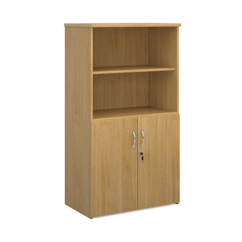 Universal combination unit with open top 1440mm high with 3 shelves - oak