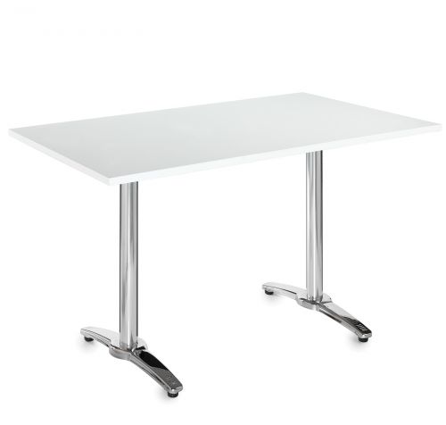 Roma rectangular table with 4 leg chrome base 1600mm x 800mm - white
