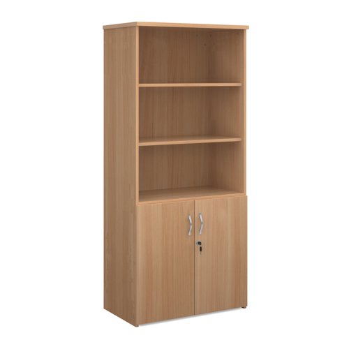 Universal combination unit with open top 1790mm high with 4 shelves - beech
