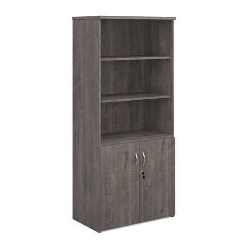 R1790OPGO Universal combination unit with open top 1790mm high with 4 shelves - grey oak