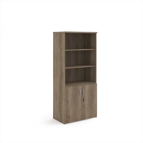 Universal combination unit with open top 1790mm high with 4 shelves - Nebraska Oak