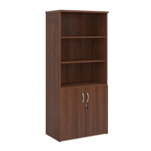 Universal combination unit with open top 1790mm high with 4 shelves - walnut