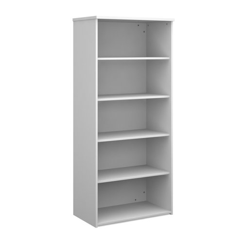 Universal bookcase 1790mm high with 4 shelves - white