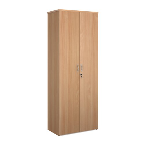 Universal double door cupboard 2140mm high with 5 shelves - beech