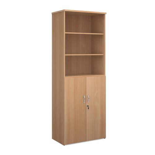 Universal combination unit with open top 2140mm high with 5 shelves - beech