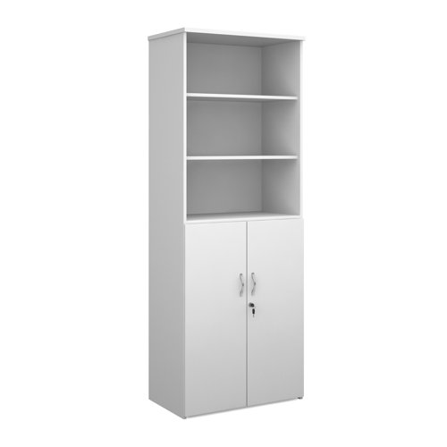 Duo combination unit with open top 2140mm high with 5 shelves - white Bookcases With Storage R2140OPD-WH