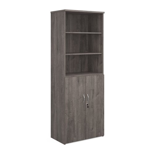 R2140OPGO Universal combination unit with open top 2140mm high with 5 shelves - grey oak