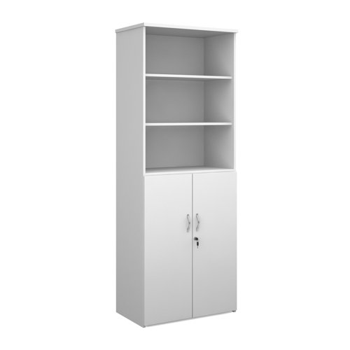 Universal combination unit with open top 2140mm high with 5 shelves - white Bookcases With Storage R2140OPWH