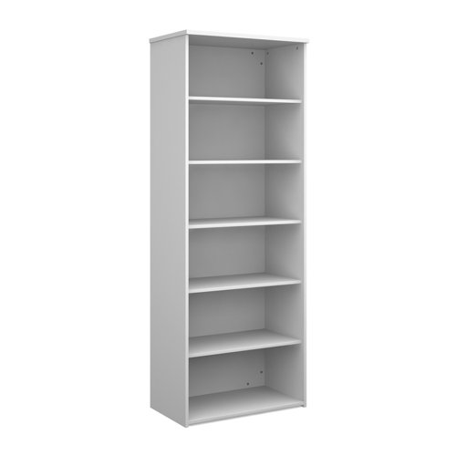 Universal bookcase 2140mm high with 5 shelves - white