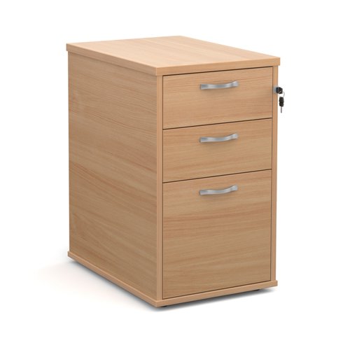 Desk high 3 drawer pedestal with silver handles 600mm deep - beech R25DH6B Buy online at Office 5Star or contact us Tel 01594 810081 for assistance